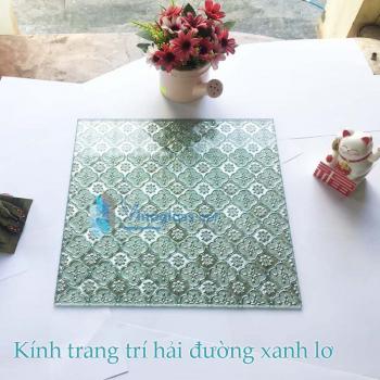 Kính trang trí Hải Đường Xanh Lơ